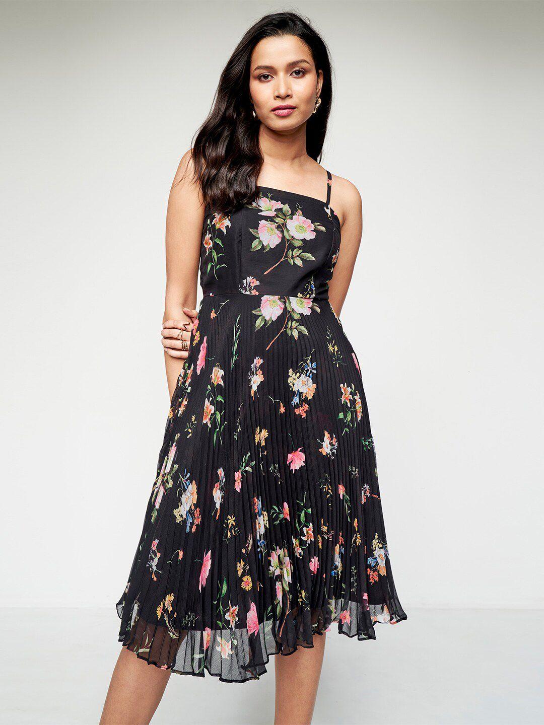 and floral print fit & flare midi dress