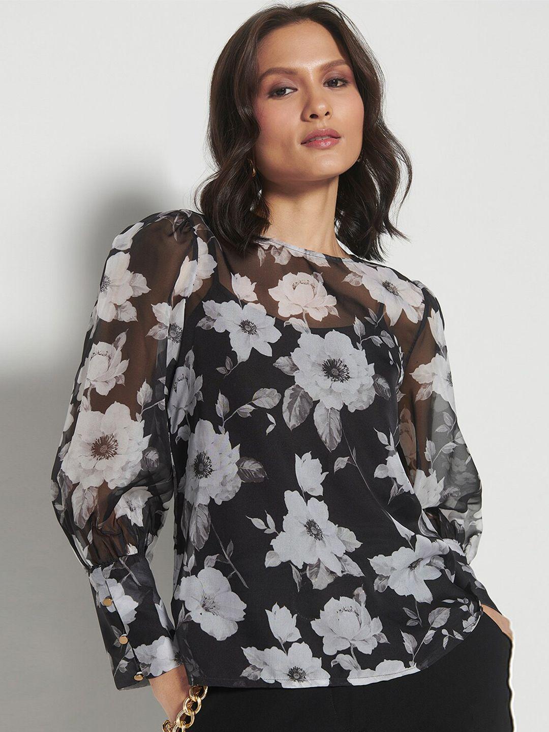 and floral print top