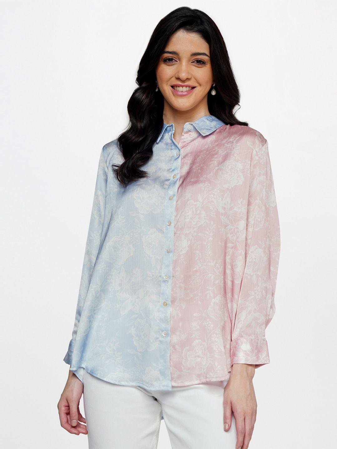 and floral printed shirt style top