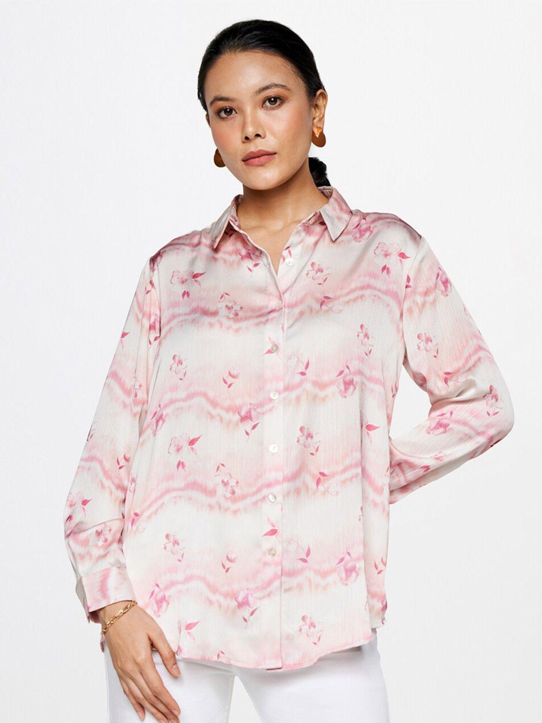 and floral printed shirt style top