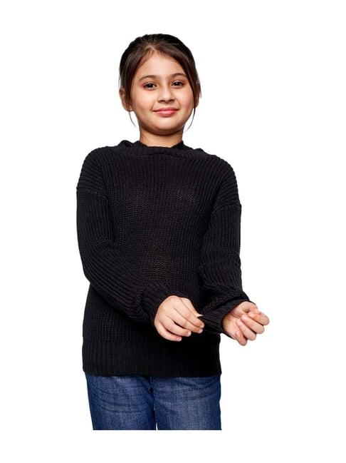 and girl black regular fit sweater