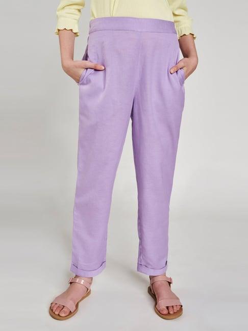 and girl lilac linen trousers