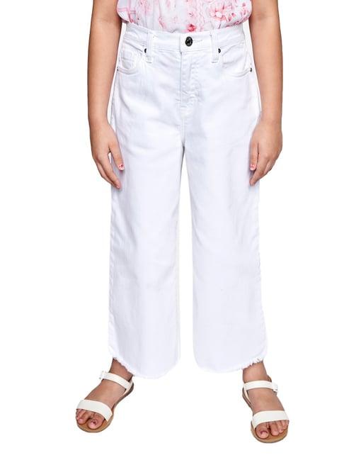 and girl white solid pants