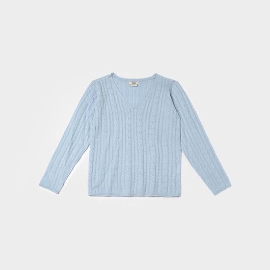 and girls cable knit v-neck sweater