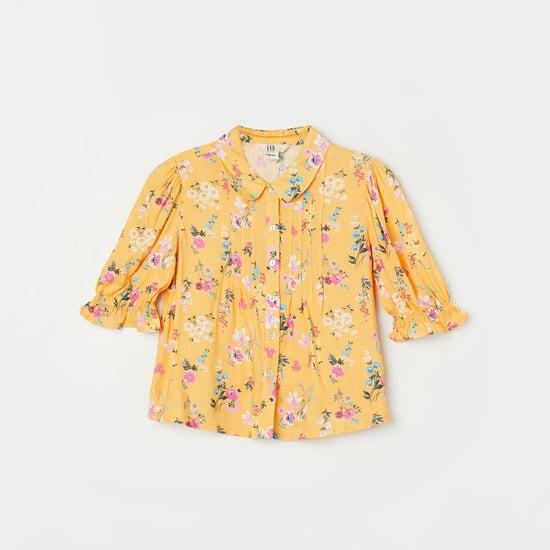and girls floral printed shirt style top