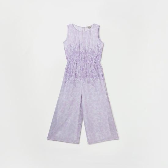 and girls printed full-length sleeveless jumpsuit