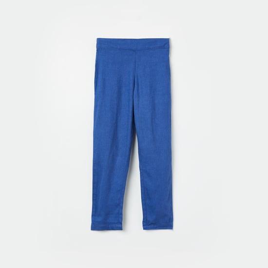 and girls solid elasticated trousers