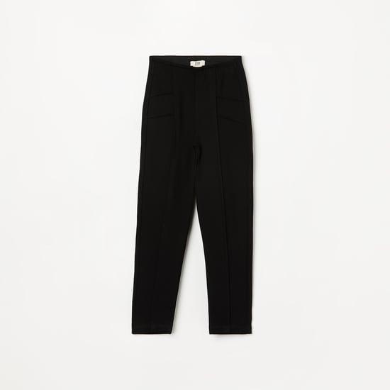 and girls solid slip-on trousers