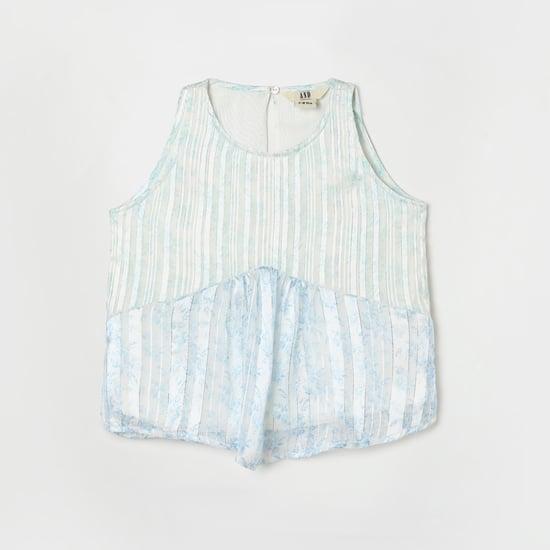 and girls striped round neck sleeveless top