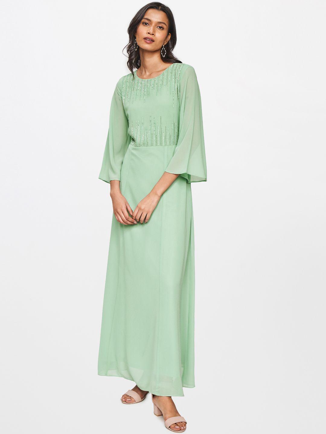 and green embellished maxi dress