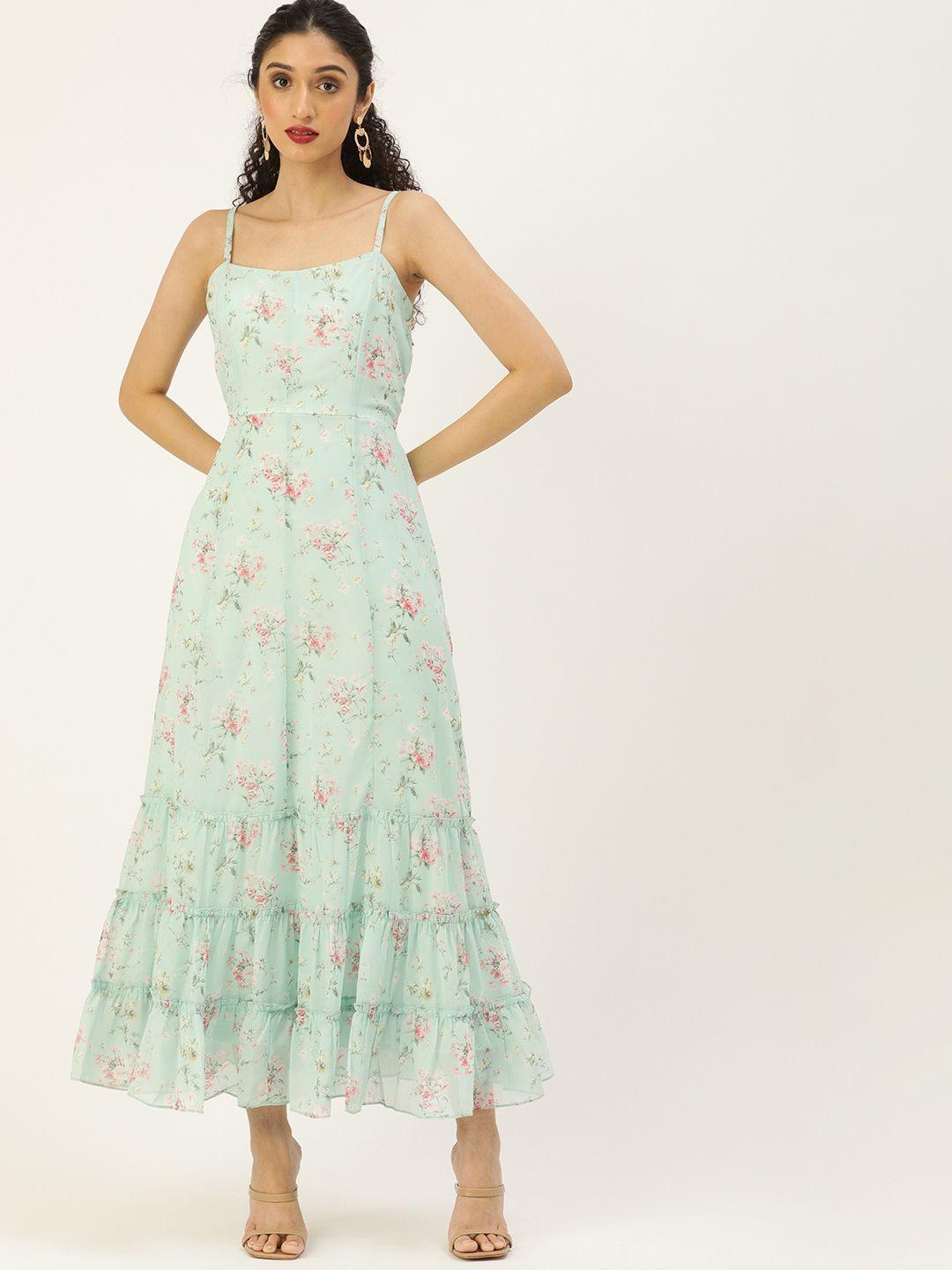 and green floral halter neck maxi dress