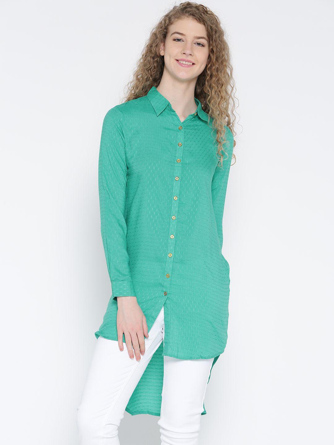 and green high-low tunic