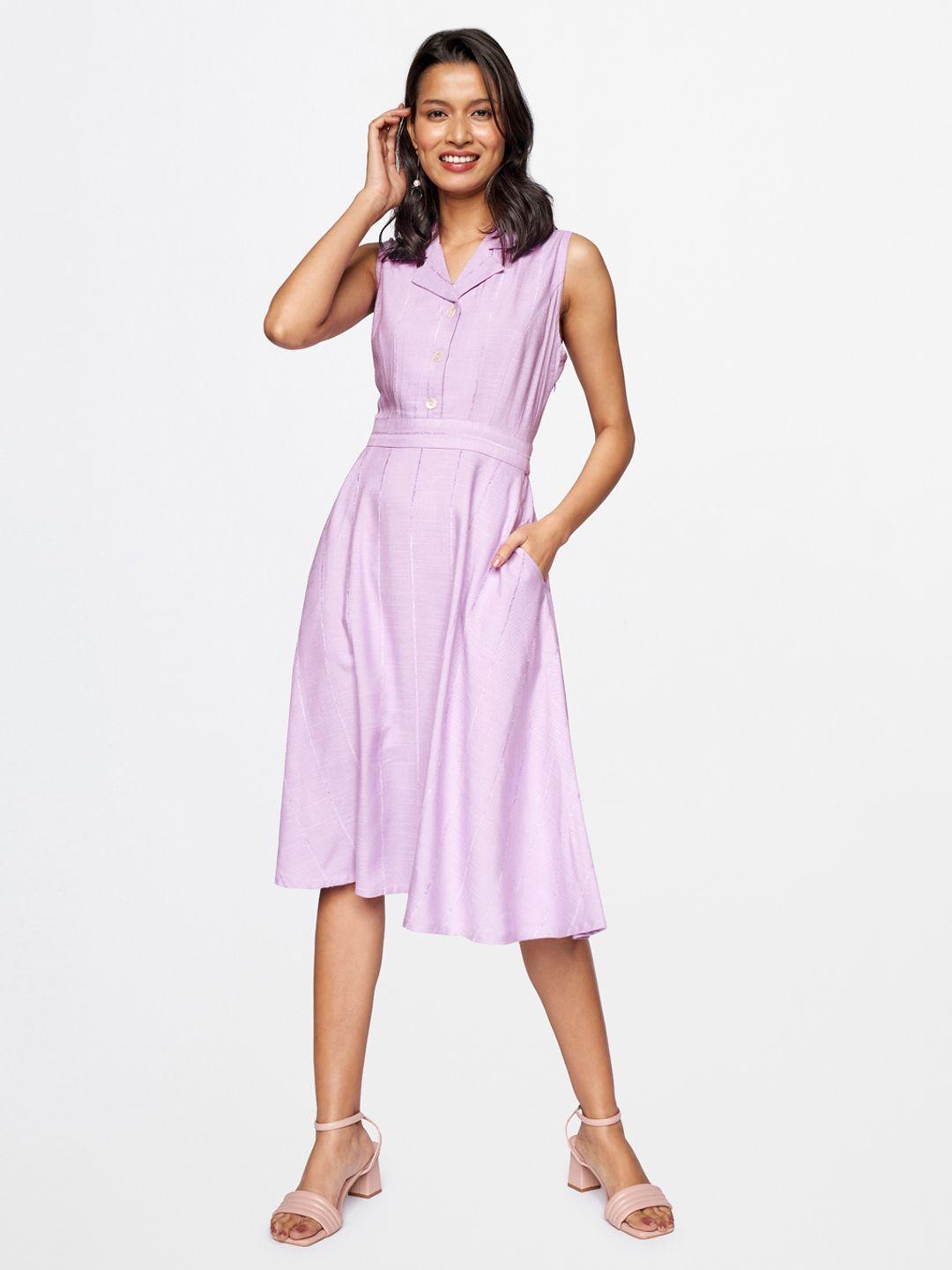 and lavender solid a-line dress