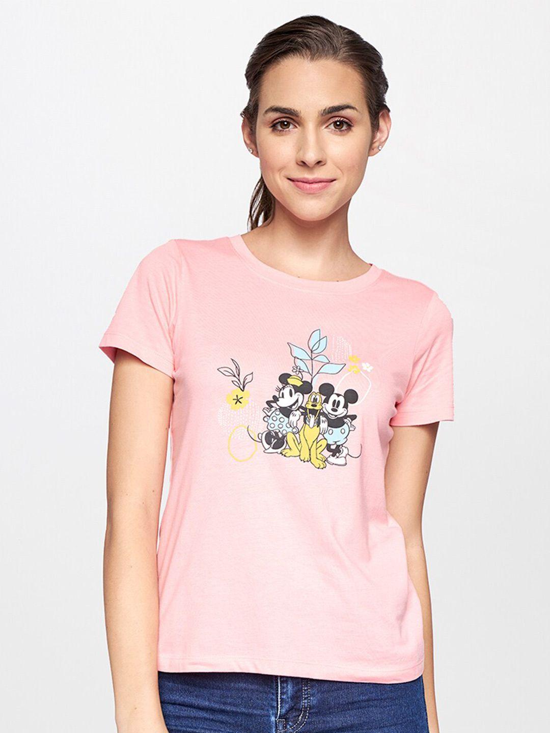 and mickey mouse printed round neck cotton top