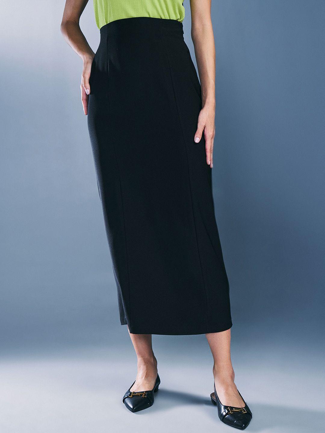 and mid-rise pencil midi skirt