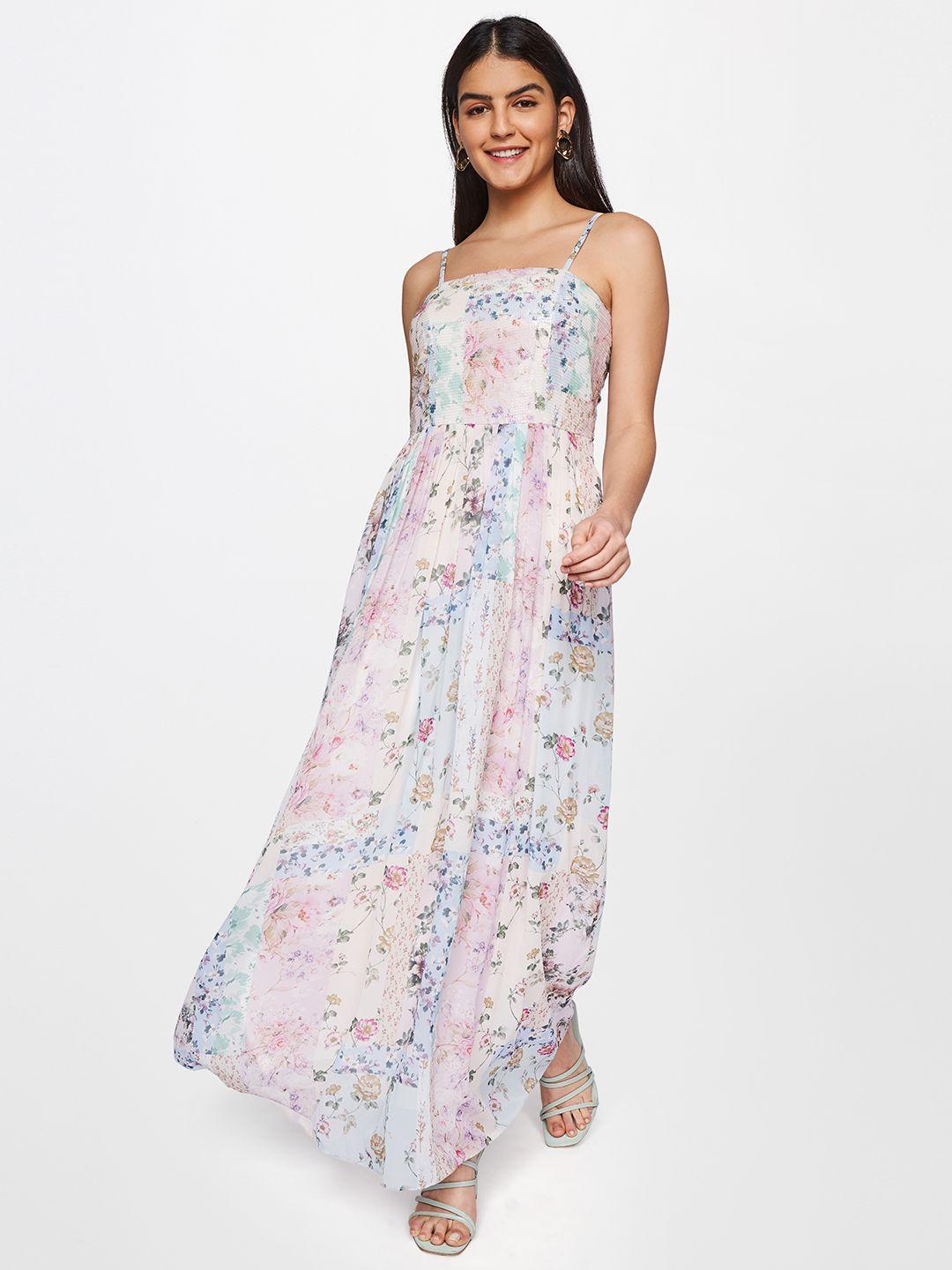 and multicoloured floral maxi dress