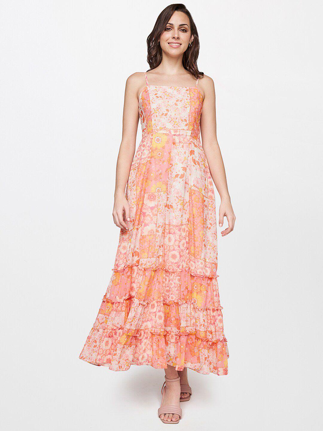 and multicoloured floral maxi dress