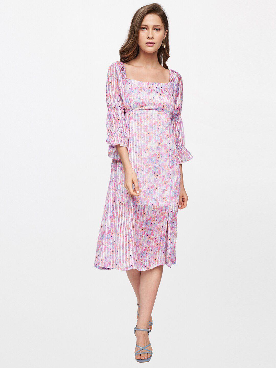 and multicoloured floral midi dress