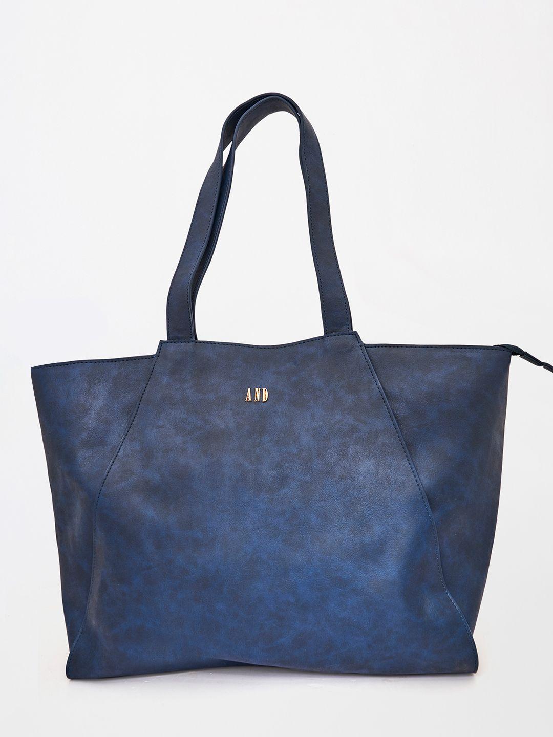 and navy blue pu structured shoulder bag