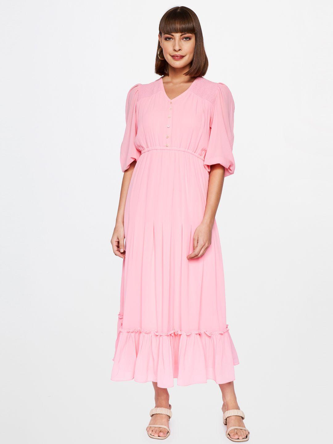 and pink maxi solid dress