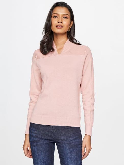 and pink v neck sweat top