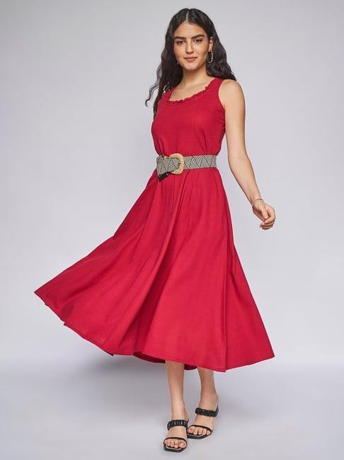 and red regular fit dress