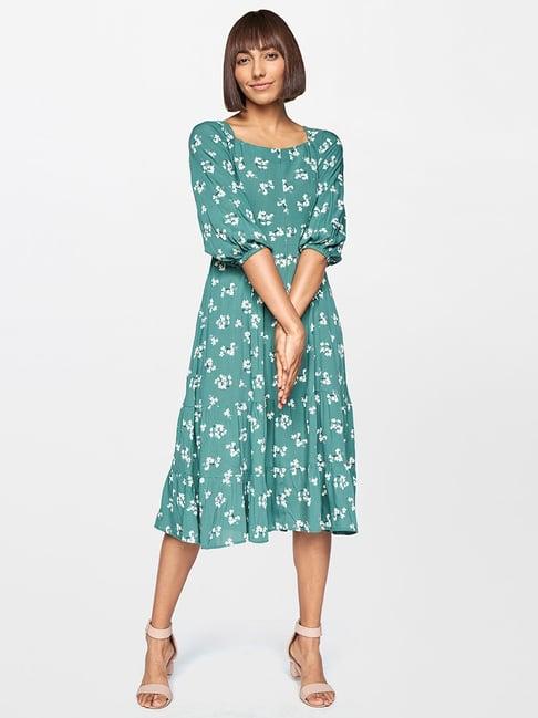 and sage green floral print dress
