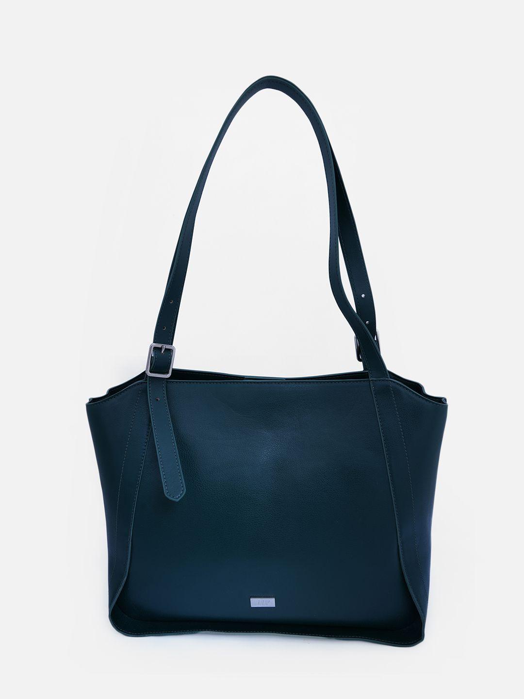 and teal pu structured shoulder bag