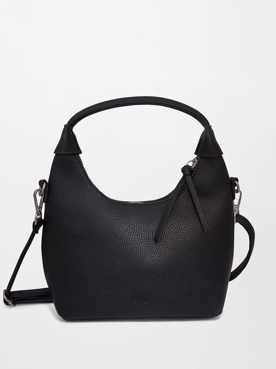 and textured zip detail pu structured hobo bag
