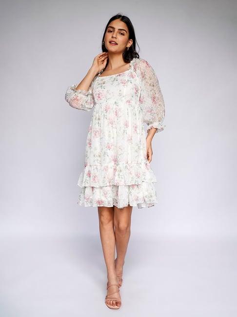 and white floral print dress