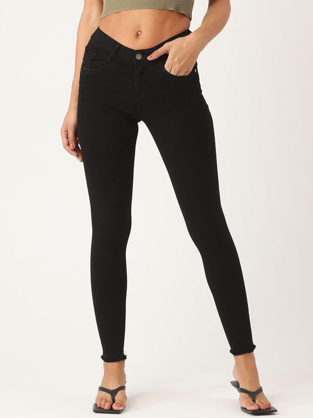 and women black slim fit stretchable jeans