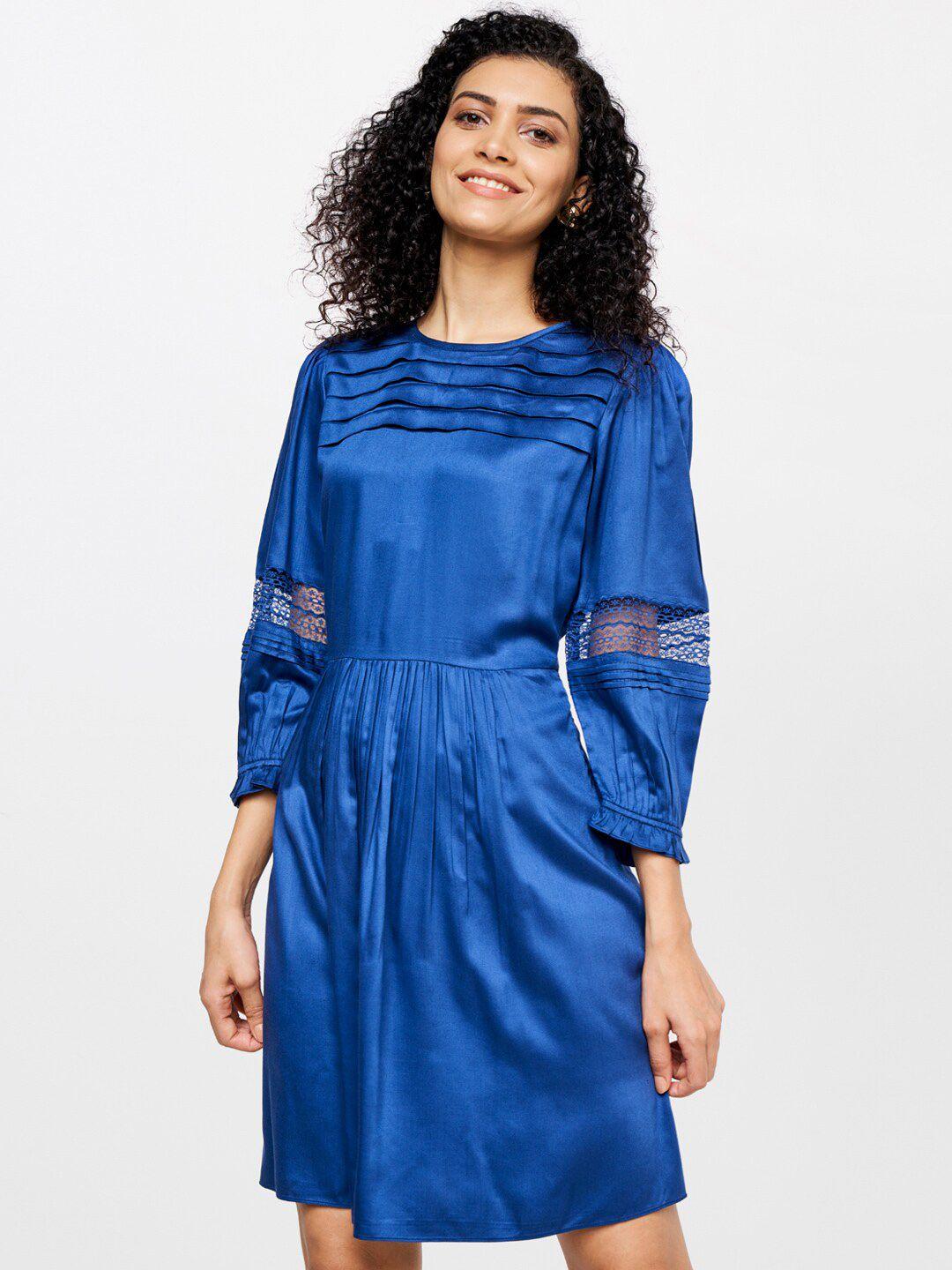 and women blue a-line dress