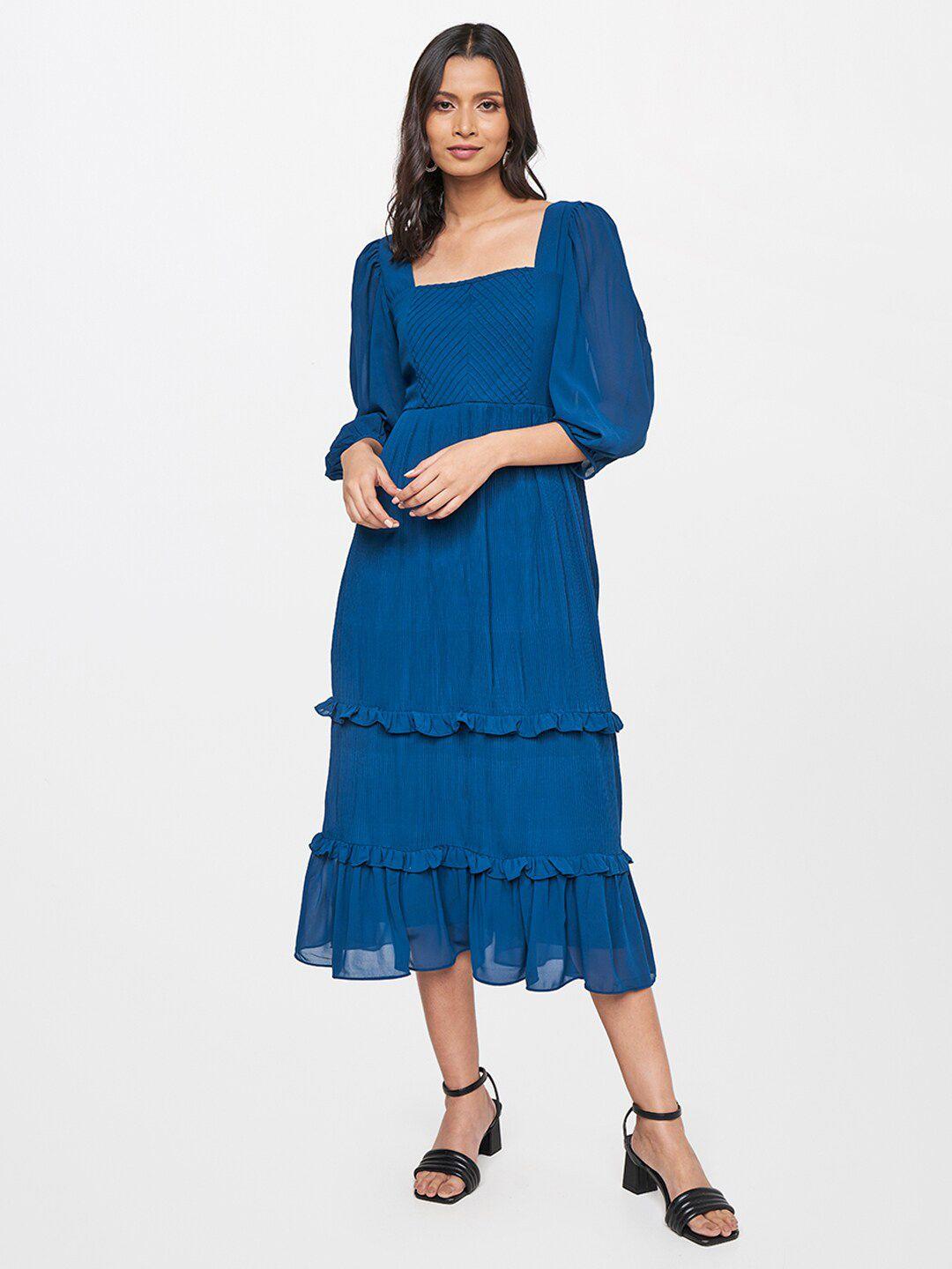 and women blue midi dress