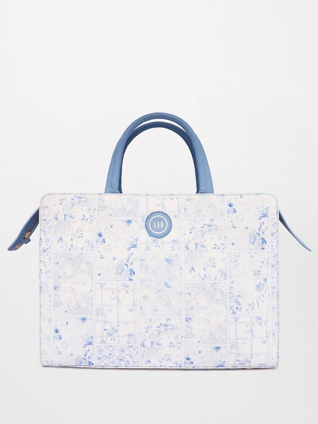 and women blue printed oversized shopper handheld bag