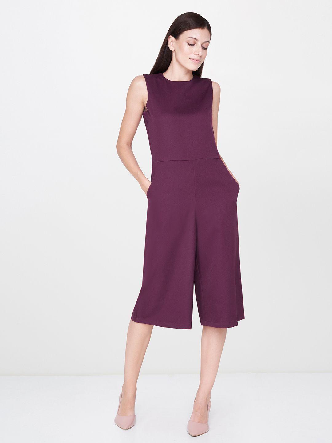 and women burgundy solid culotte jumpsuit