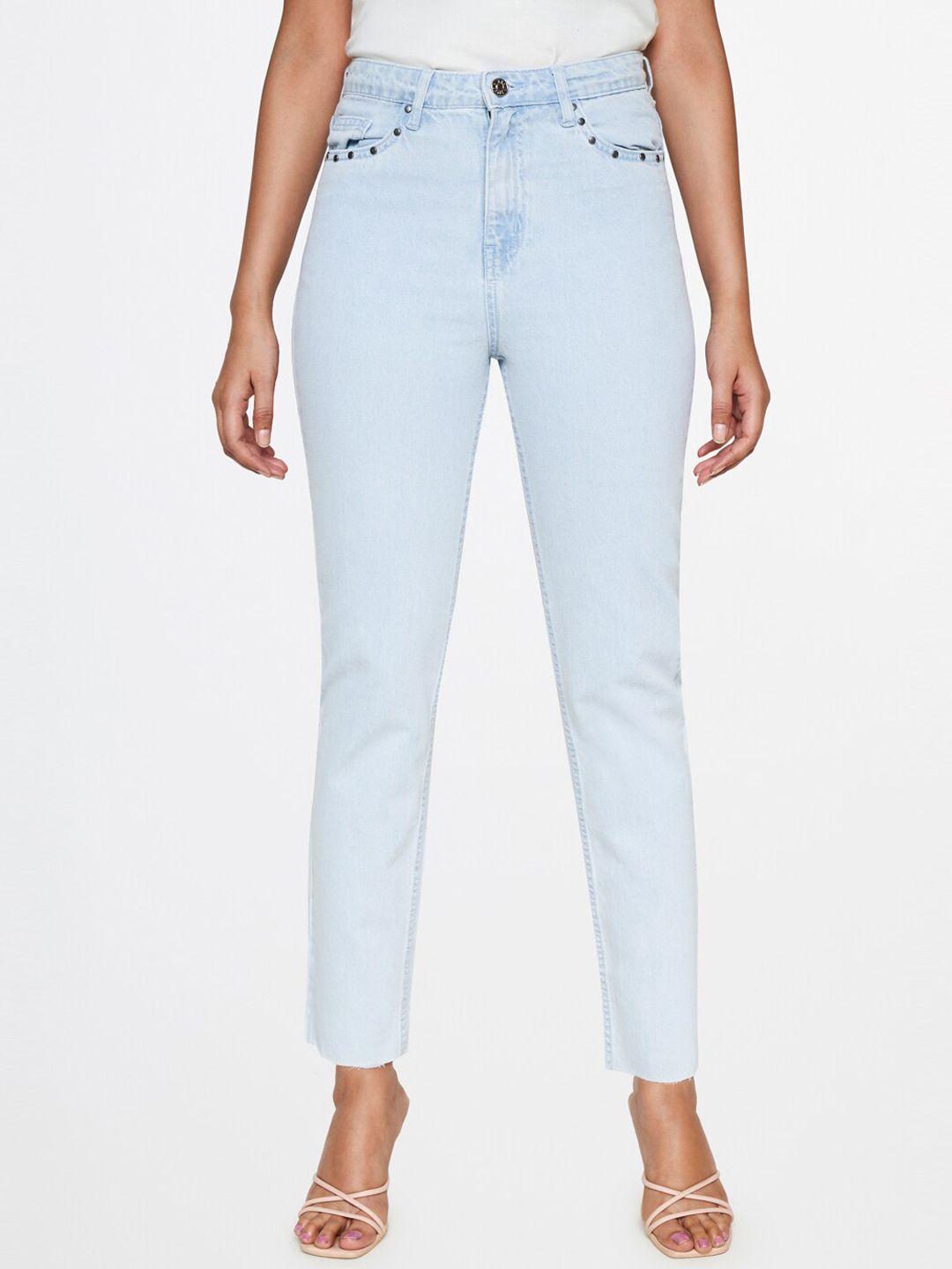 and women clean look high rise pure cotton jeans