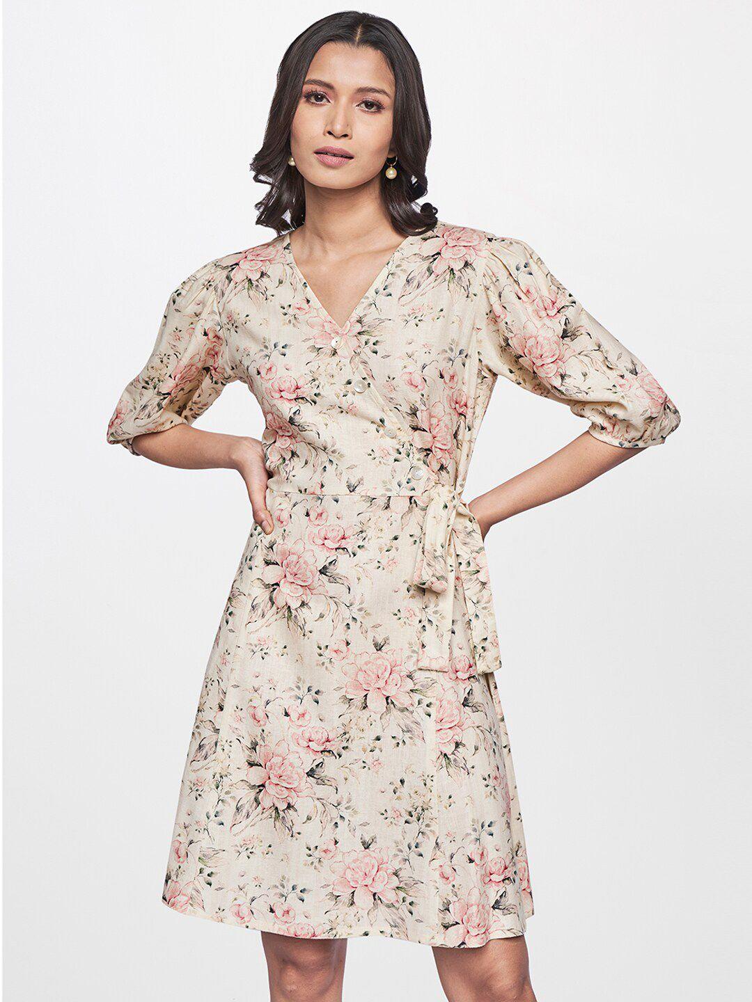 and women cream-coloured floral georgette dress