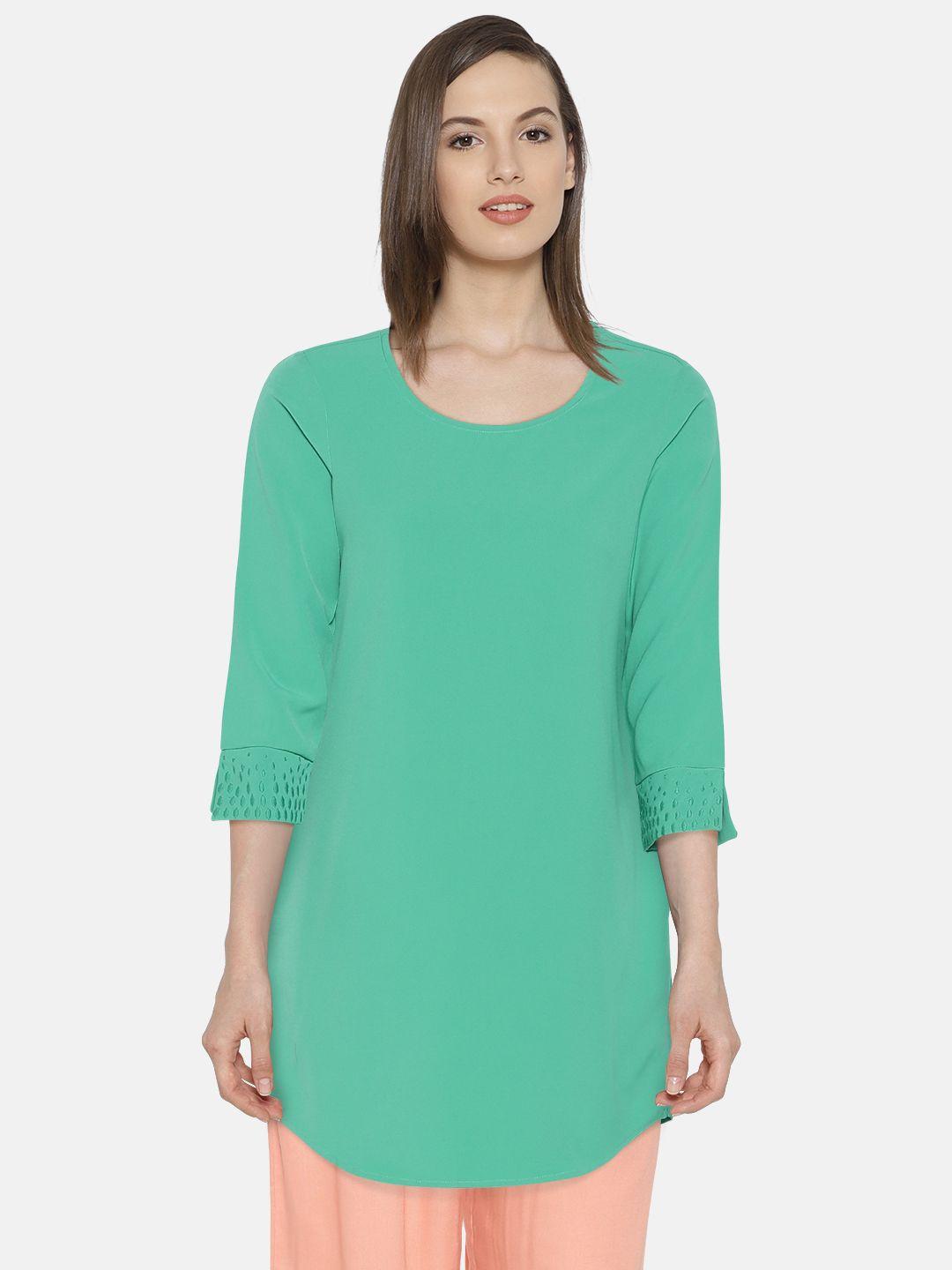 and women green solid a-line dress