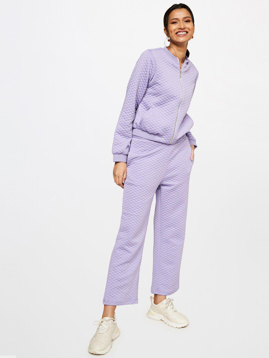 and women lavender solid co-ords