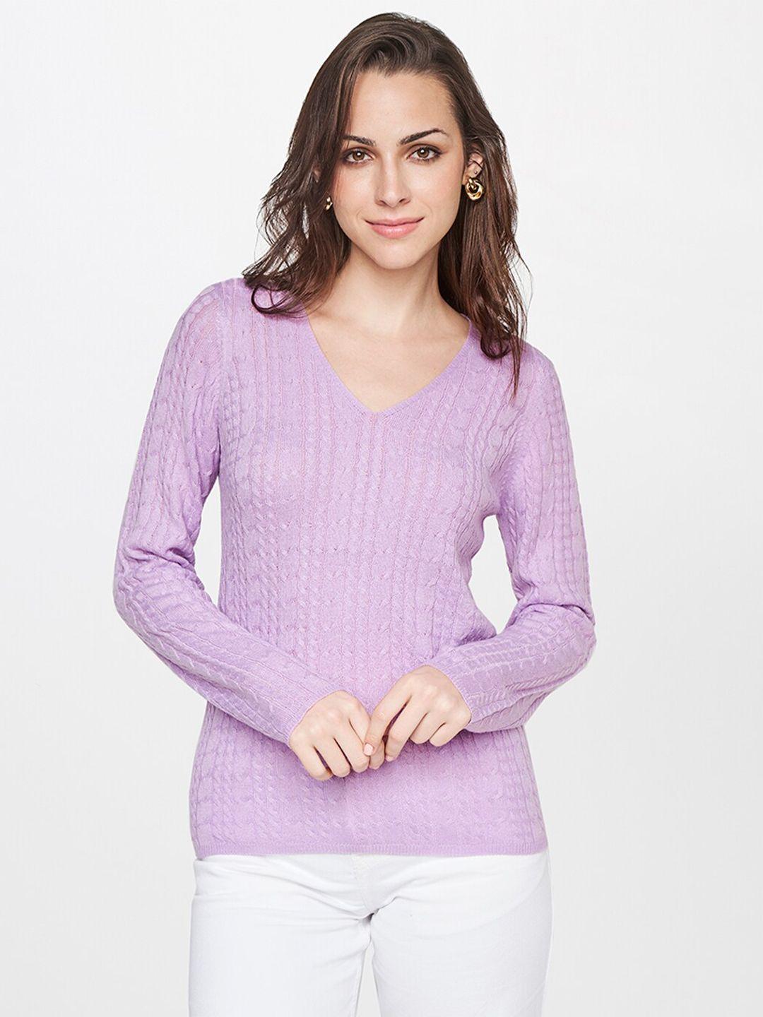 and women lavender v-neck acrylic top