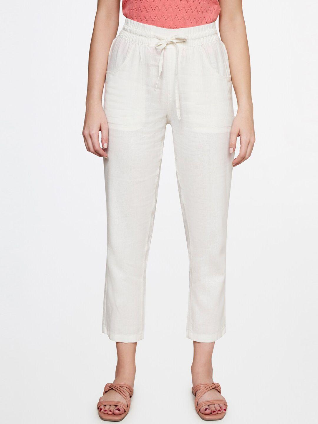 and women mid-rise tapered fit cigarette trousers