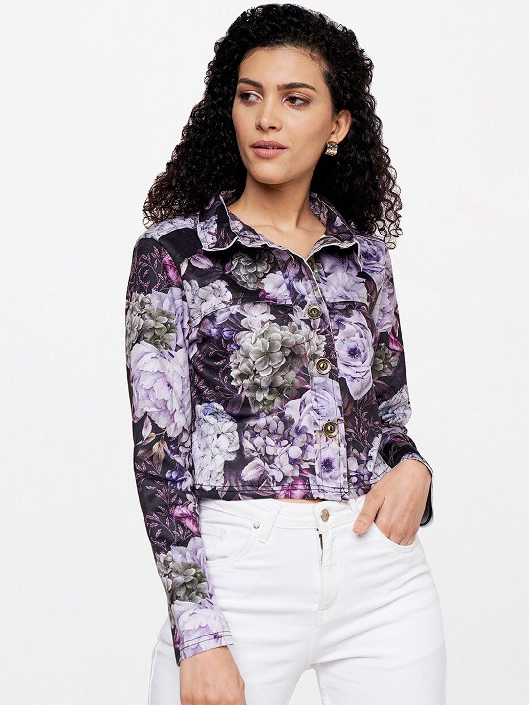 and women multicoloured floral crop tailored jacket