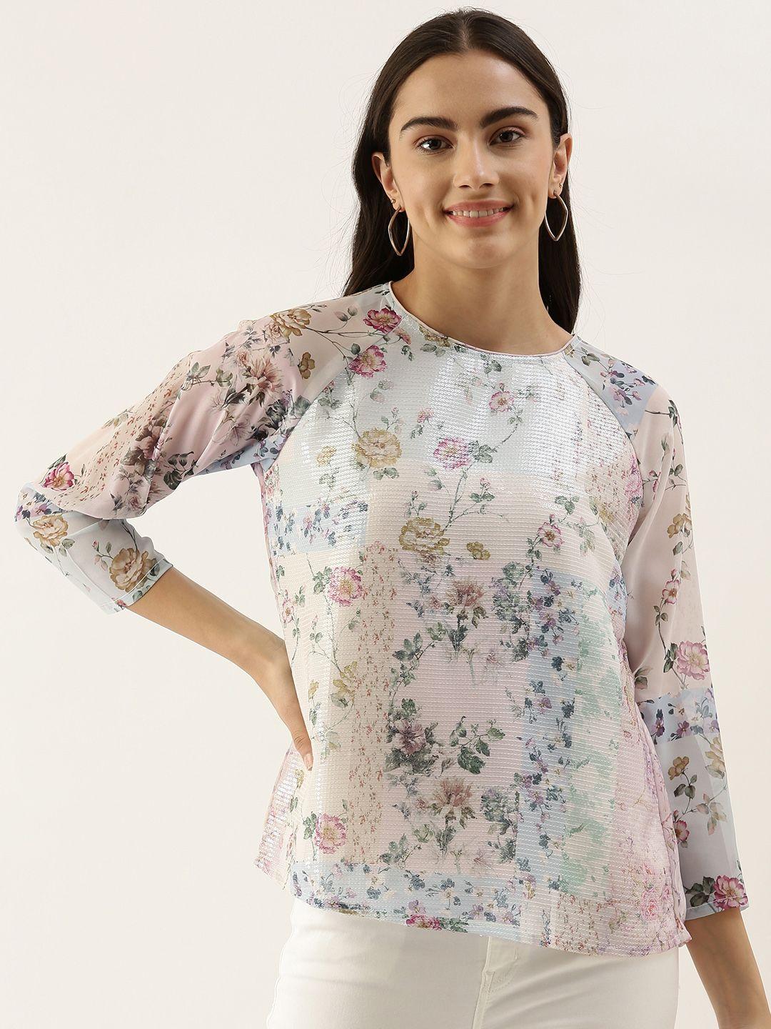 and women multicoloured floral print top