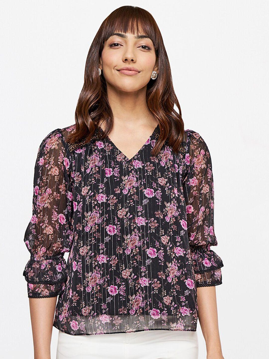 and women multicoloured floral printed top