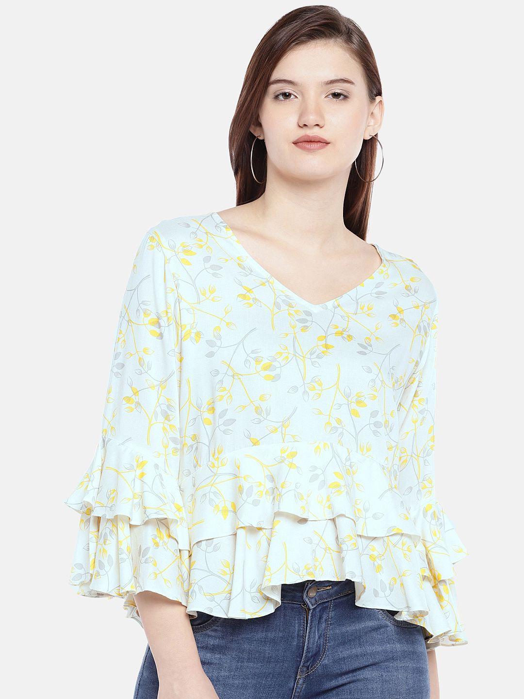 and women off-white printed top