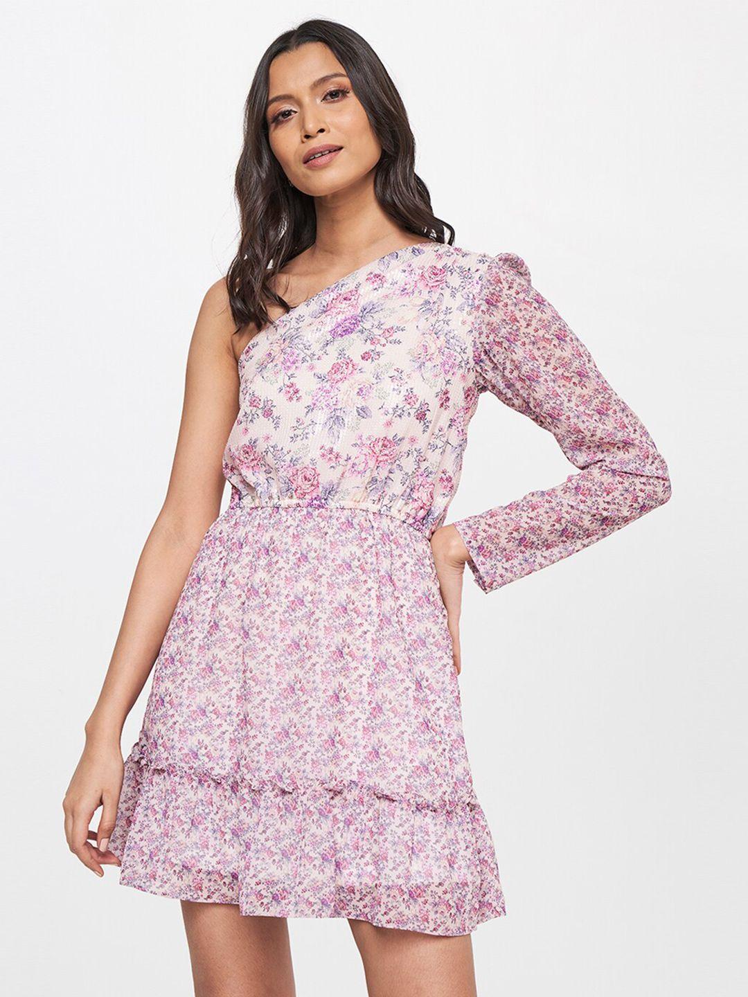 and women pink & white floral fit & flare dress