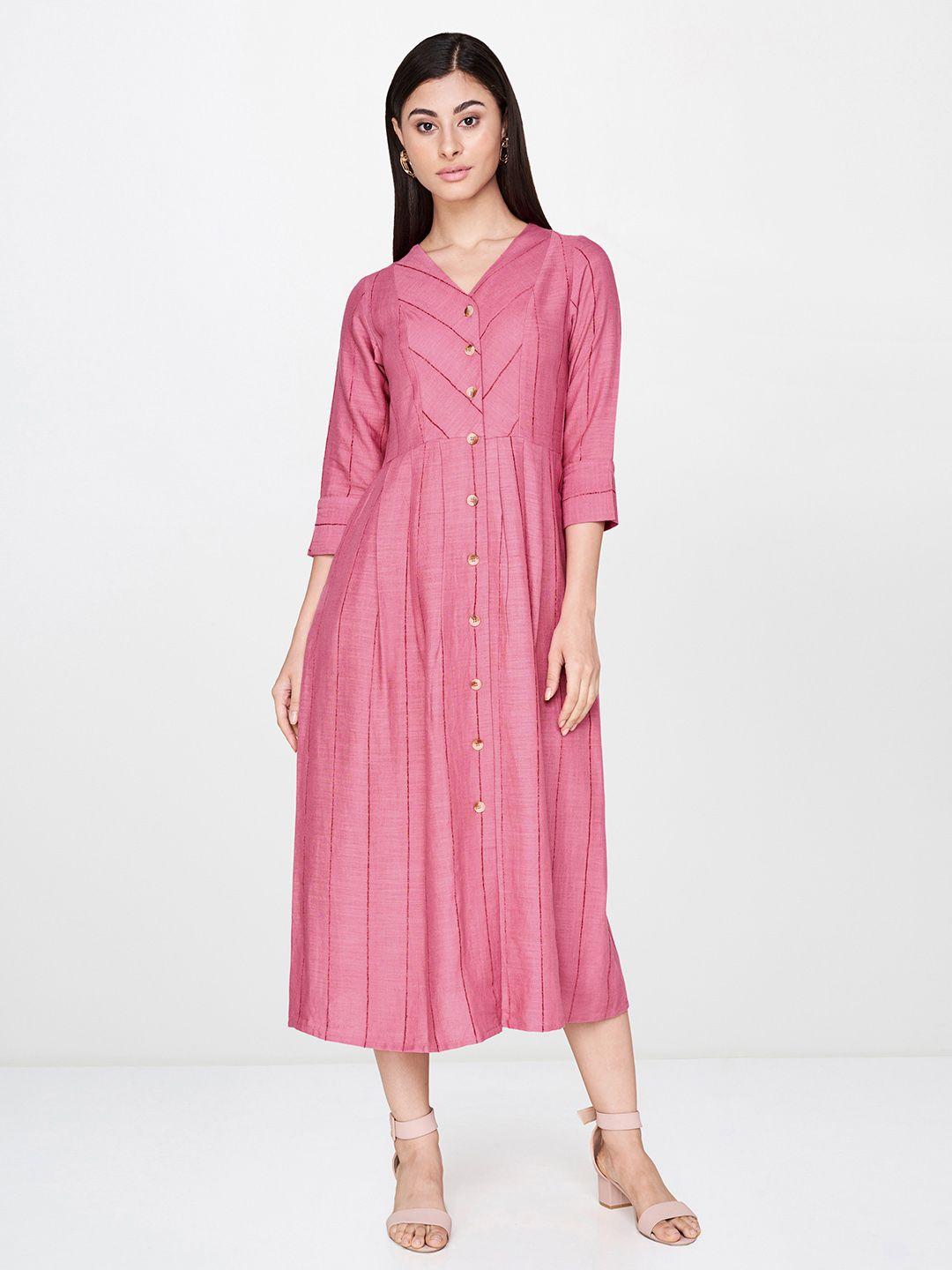 and women pink solid midi dress
