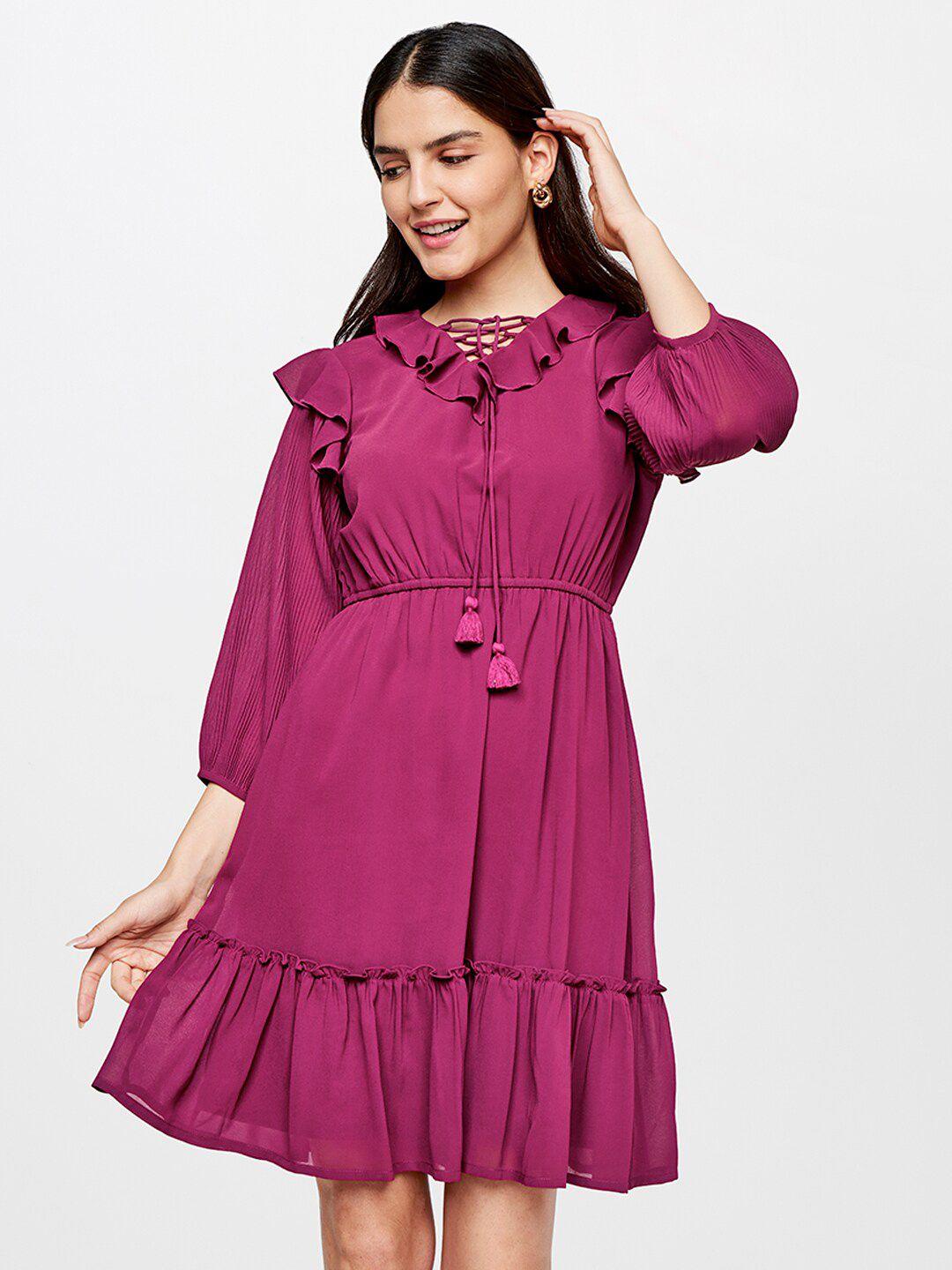 and women pink tie-up neck dress