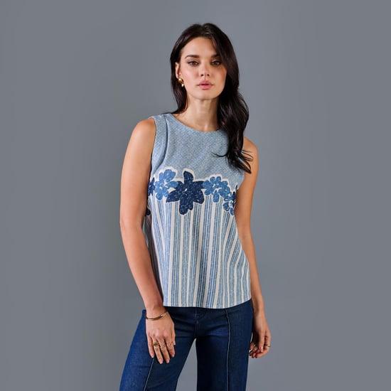 and women printed sleeveless top