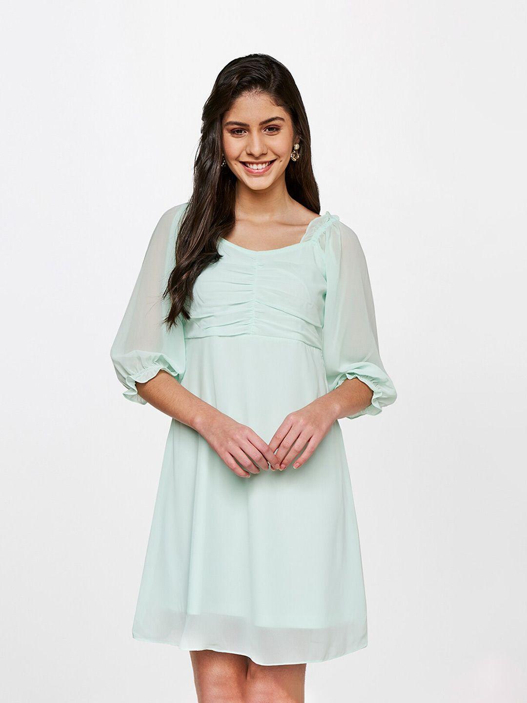 and women sea green a-line dress